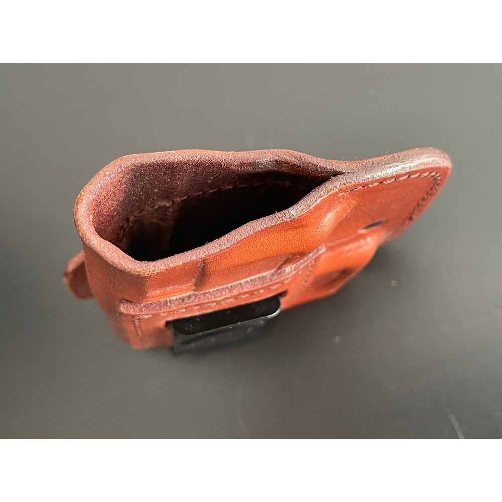 00688 Tagua Gun Holster Leather Brown Belt Clip Concealed Carry OWB PreOwned - Picture 2 of 5